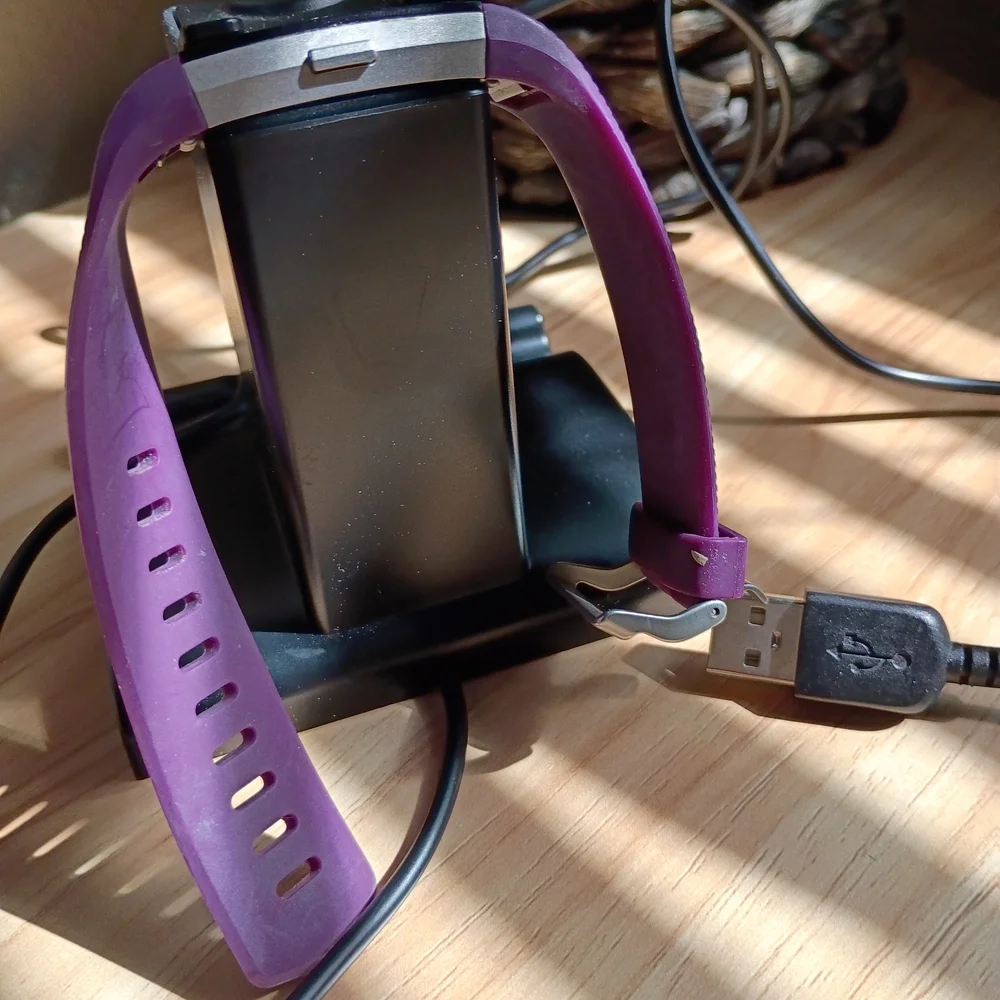Fitbit Purple Silicone Fitness Tracker with Digital Display